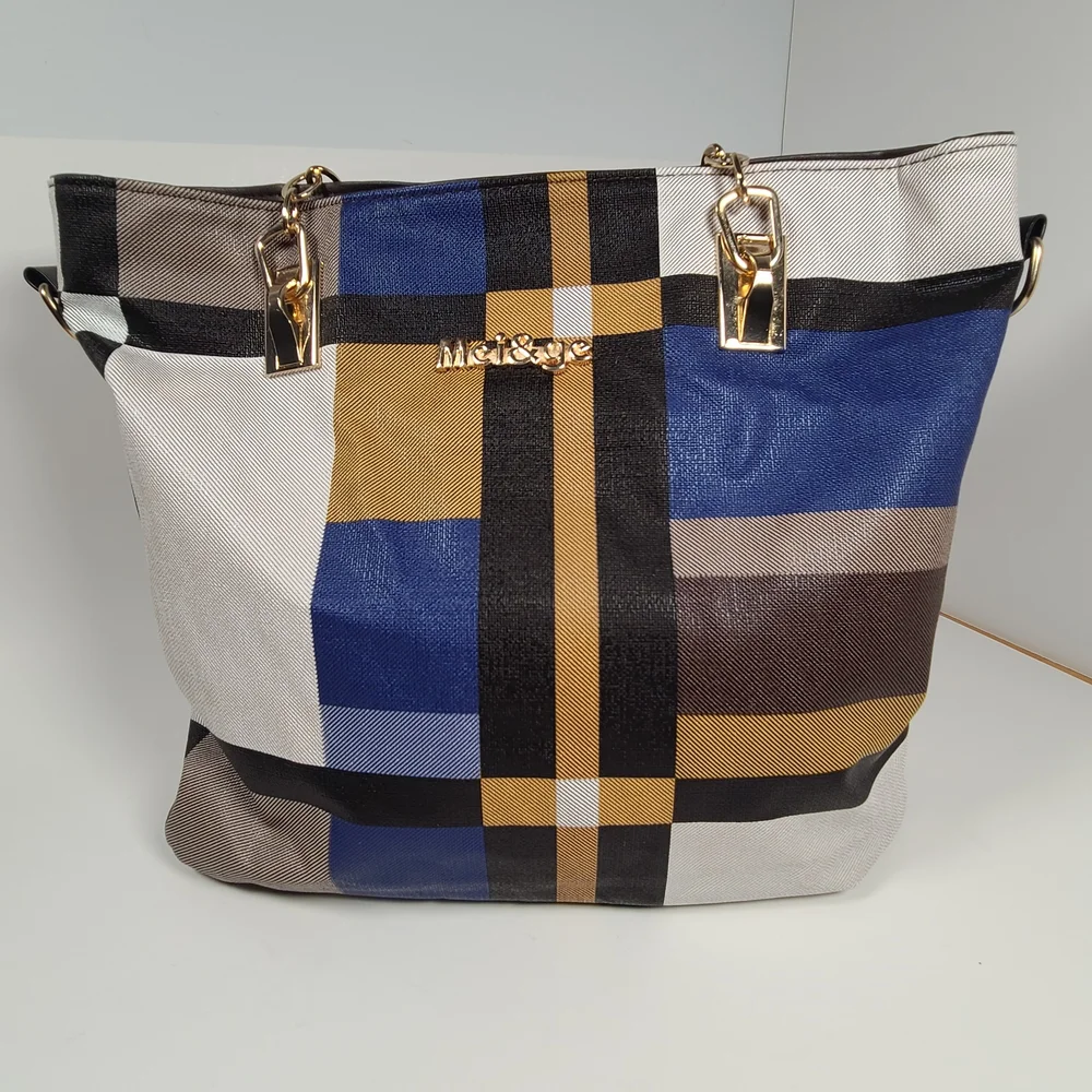 Elegant Blue and Gold Women's Tote Bag Set